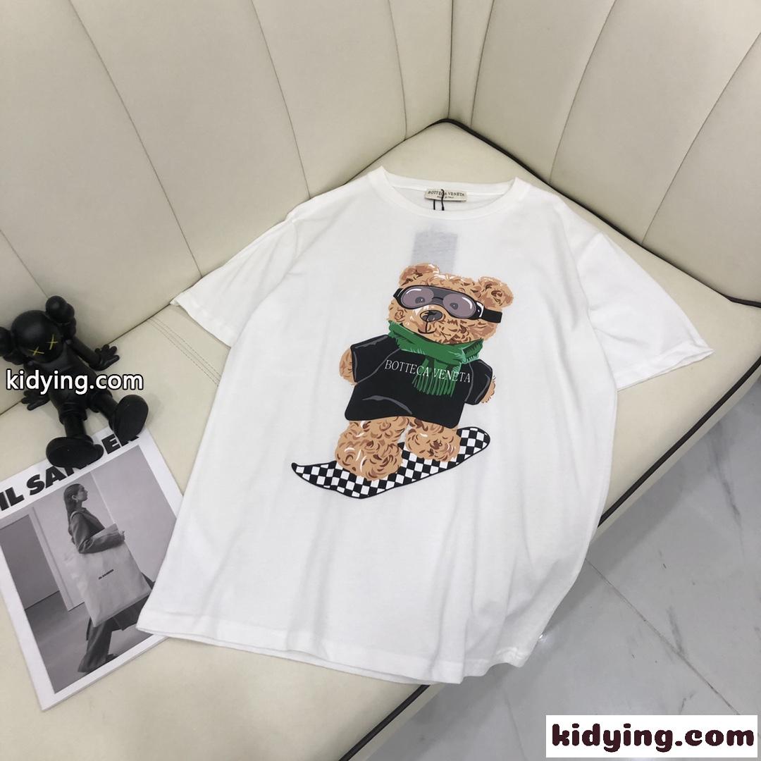 レディース カジュアル トップス 可愛い プリント ゆったり 体型カバー ボッテガヴェネタ tシャツ コピー 半袖-2
