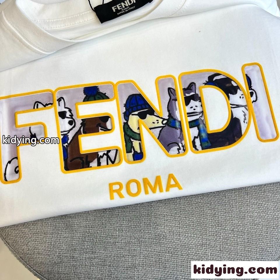 カジュアル ロゴ 半袖Tシャツ フェンディ Tシャツ 偽物 コットン ホワイト-2