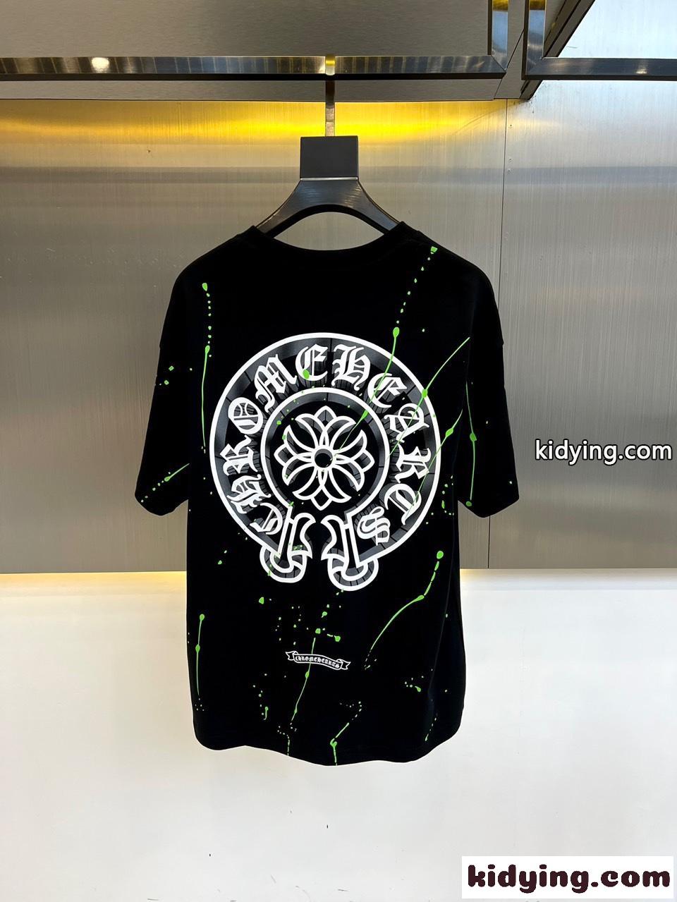 ストリート カジュアル クロムハーツ 半袖Tシャツ コピー ゆったり ブラック-4