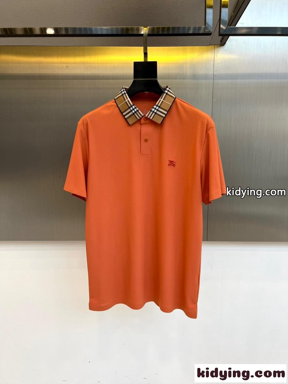 上品 シンプル バーバリー Tシャツ 偽物 半袖 ポロシャツ オレンジ-0