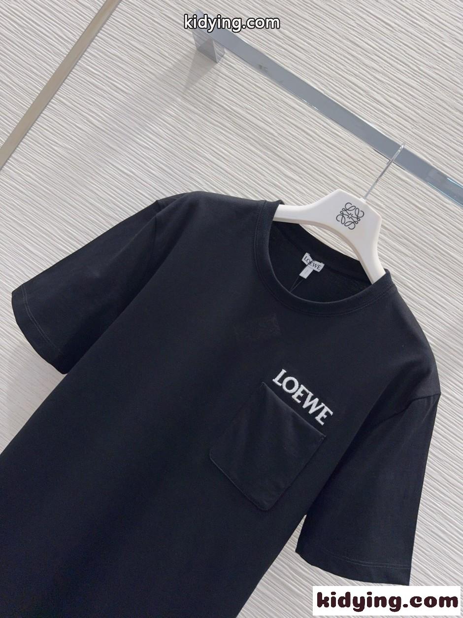 ロゴ入り クルーネック 半袖Tシャツ ロエベ Tシャツ コピー ブラック-2