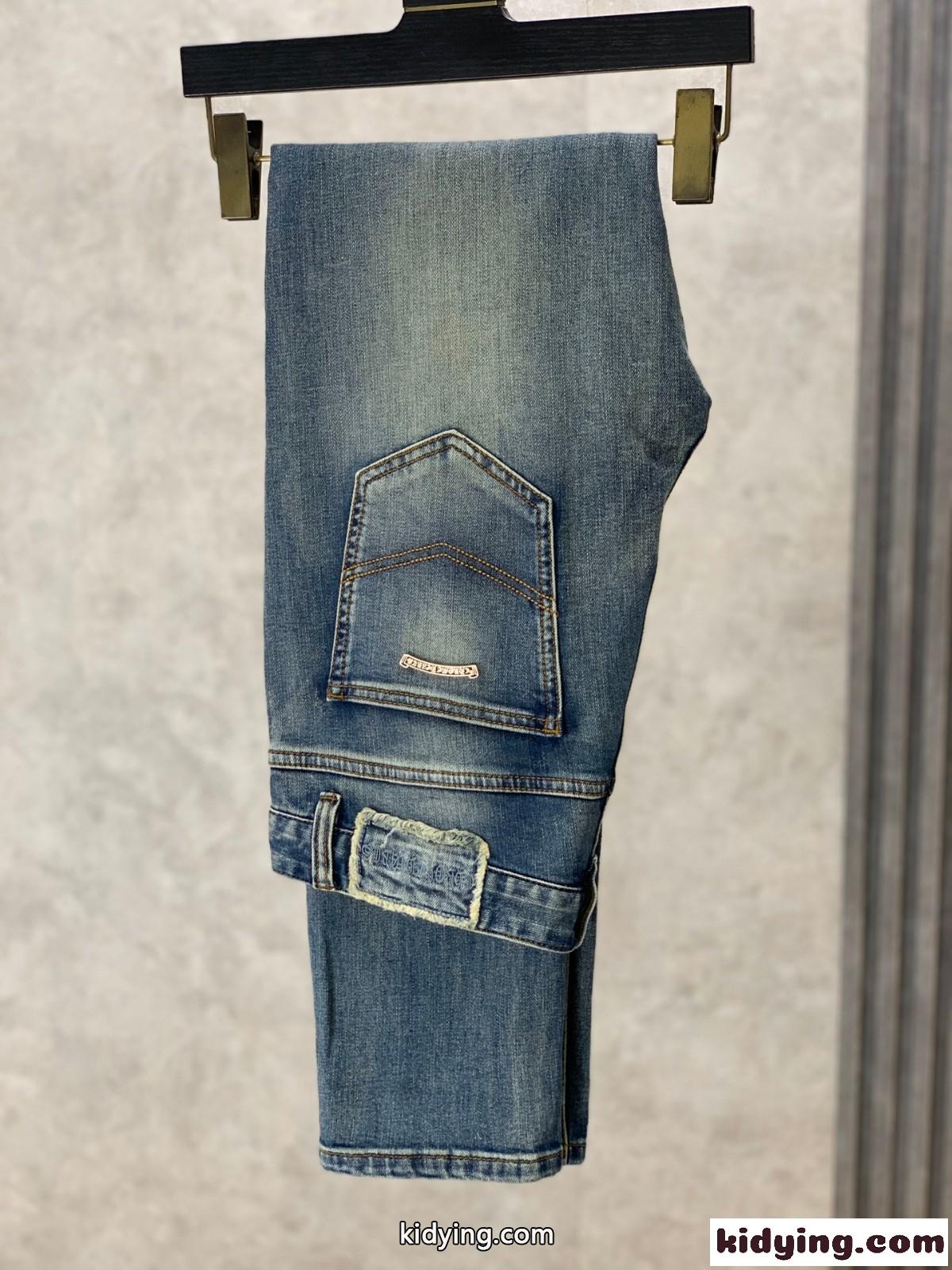 カジュアル 定番 ストレート ダメージ加工 クロムハーツ ジーンズ コピー メンズ デニムパンツ-2