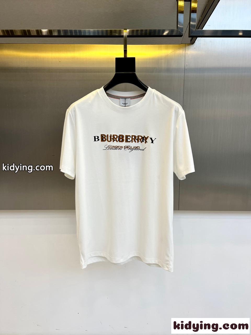シンプル ロゴ入り 半袖Tシャツ バーバリー Tシャツ 偽物 クルーネック ホワイト-0