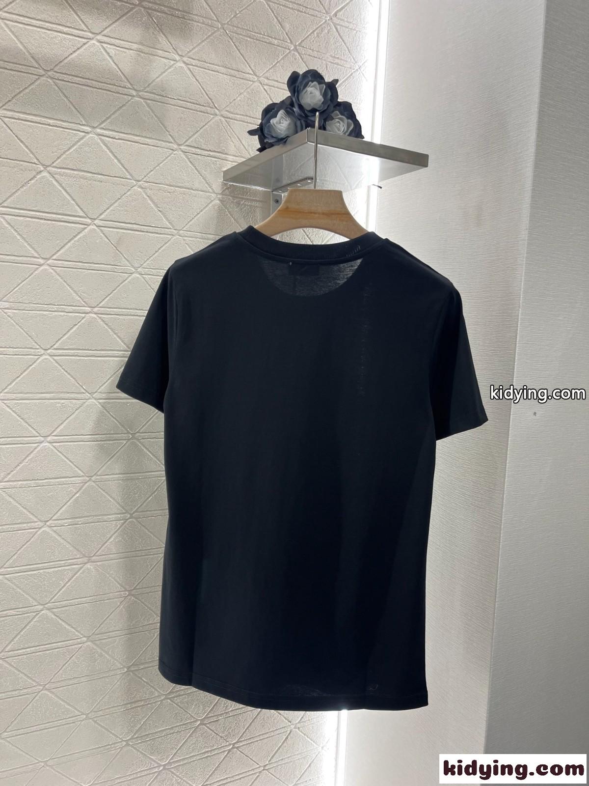 シンプル コットン 半袖Tシャツ シャネル Tシャツ スーパーコピー ブラック-1