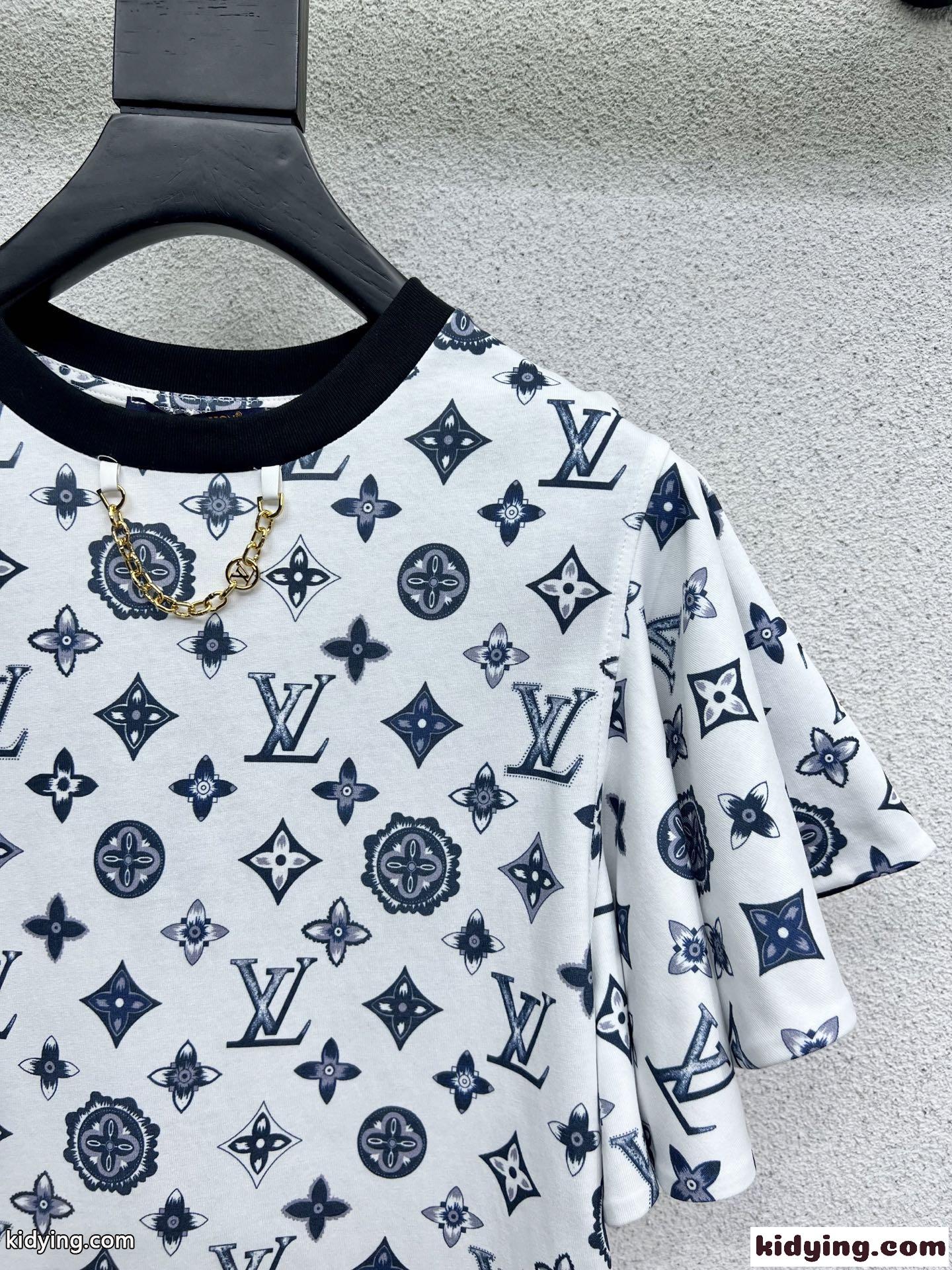 可愛い おしゃれ モノグラム フリルスリーブTシャツ ルイ・ヴィトン Tシャツ コピー 半袖 トップス-0