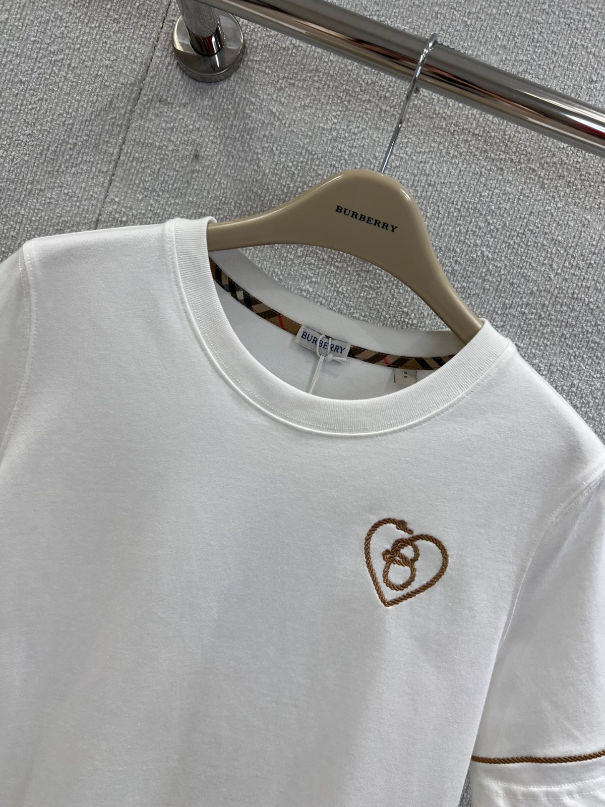 Bハート コットンTシャツ バーバリー Tシャツ コピー クルーネック ホワイト-2