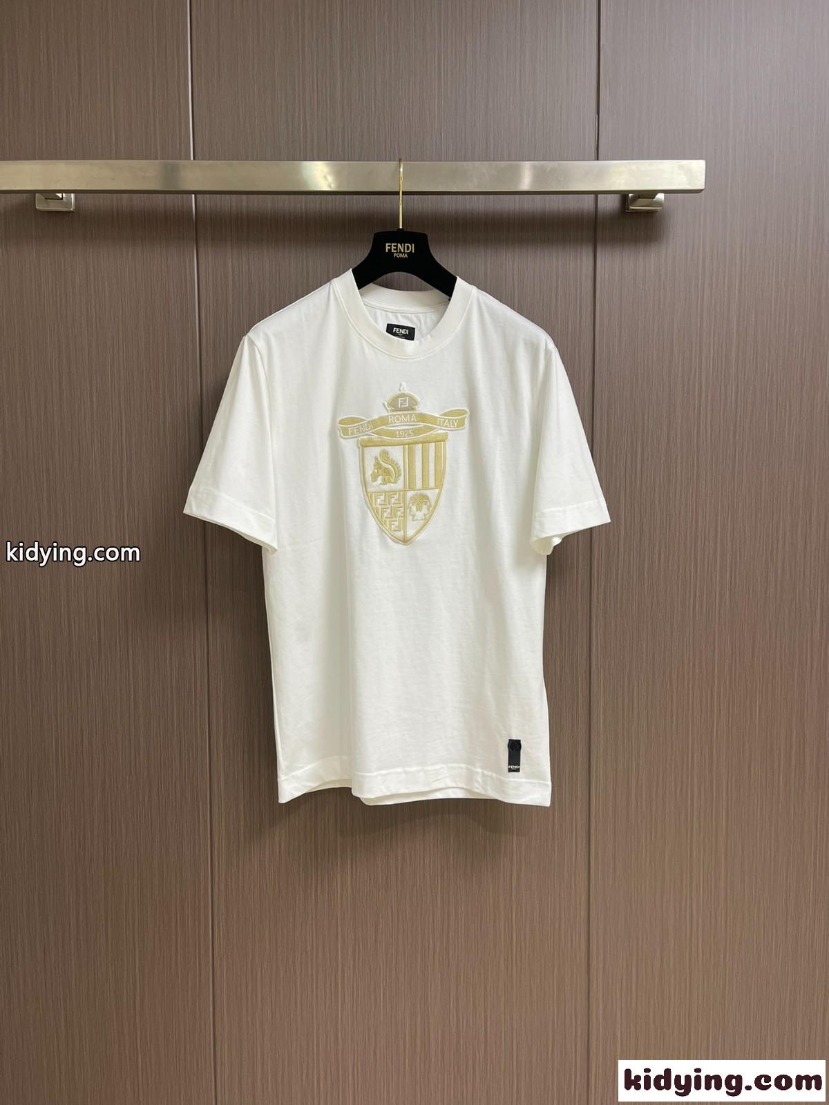 カジュアル コットン 半袖クルーネックTシャツ フェンディ Tシャツ コピー ホワイト-0