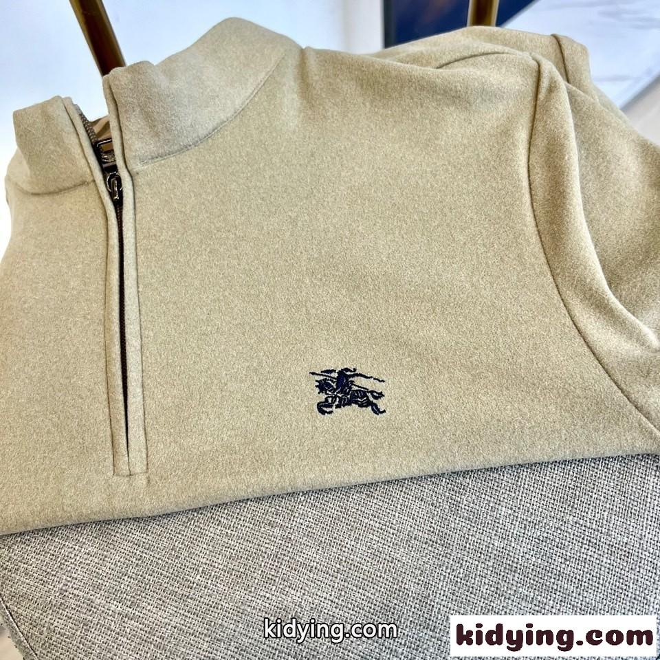 ハーフジップ フリース プルオーバー バーバリー 長袖Tシャツ 偽物 カーキ-2