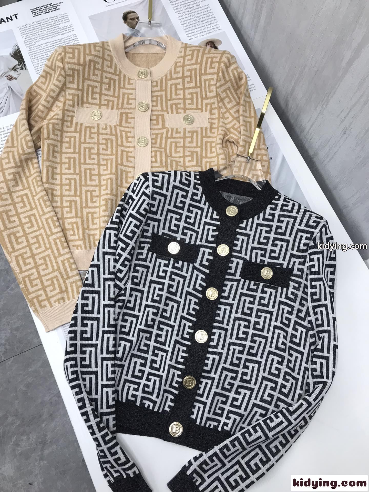 高級感 エレガント おしゃれ ジャカード ニット バルマン ジャケット コピー レディース カーディガン きれいめ フェミニン-0