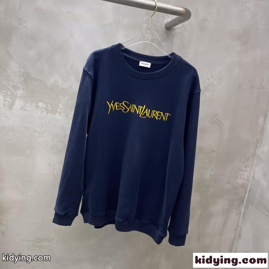 カジュアル 定番 ロゴ 刺繍 クールネック プルオーバー イヴ・サンローラン パーカー コピー ゆったり 合わせやすい-0