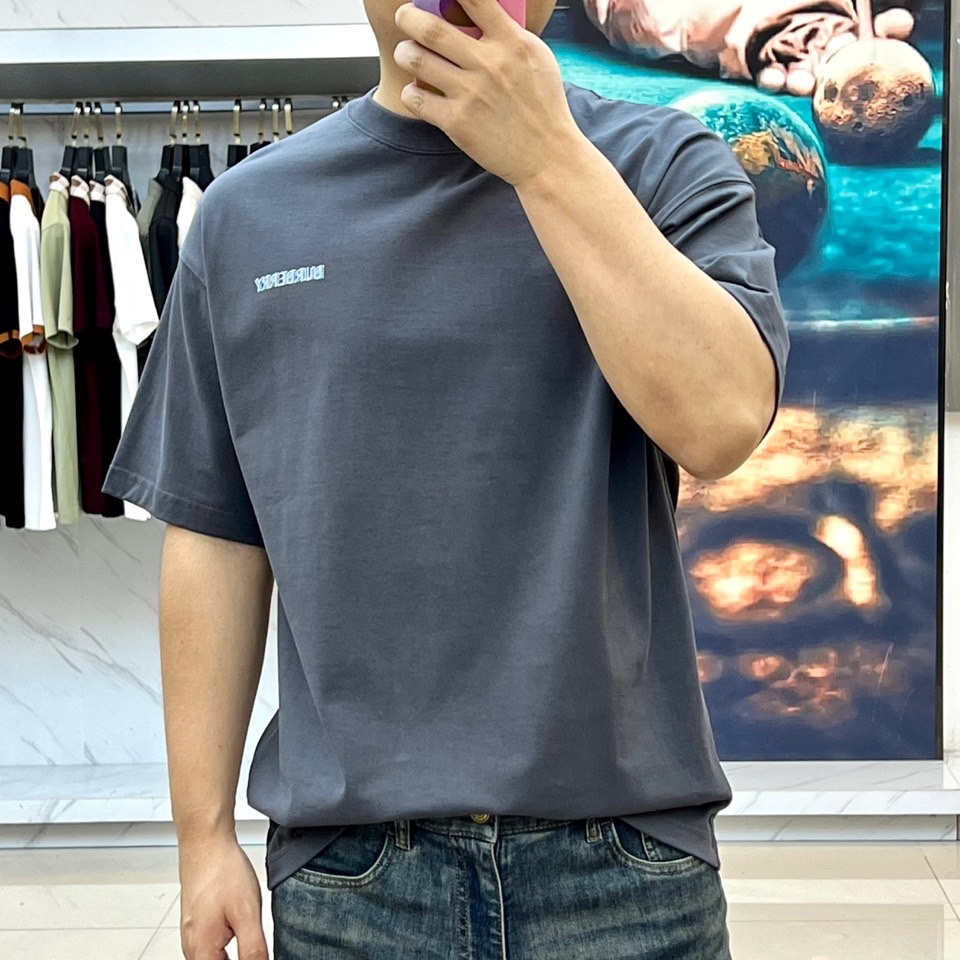 カジュアル リラックス 半袖Tシャツ バーバリー Tシャツ 偽物 クルーネック グレー-1