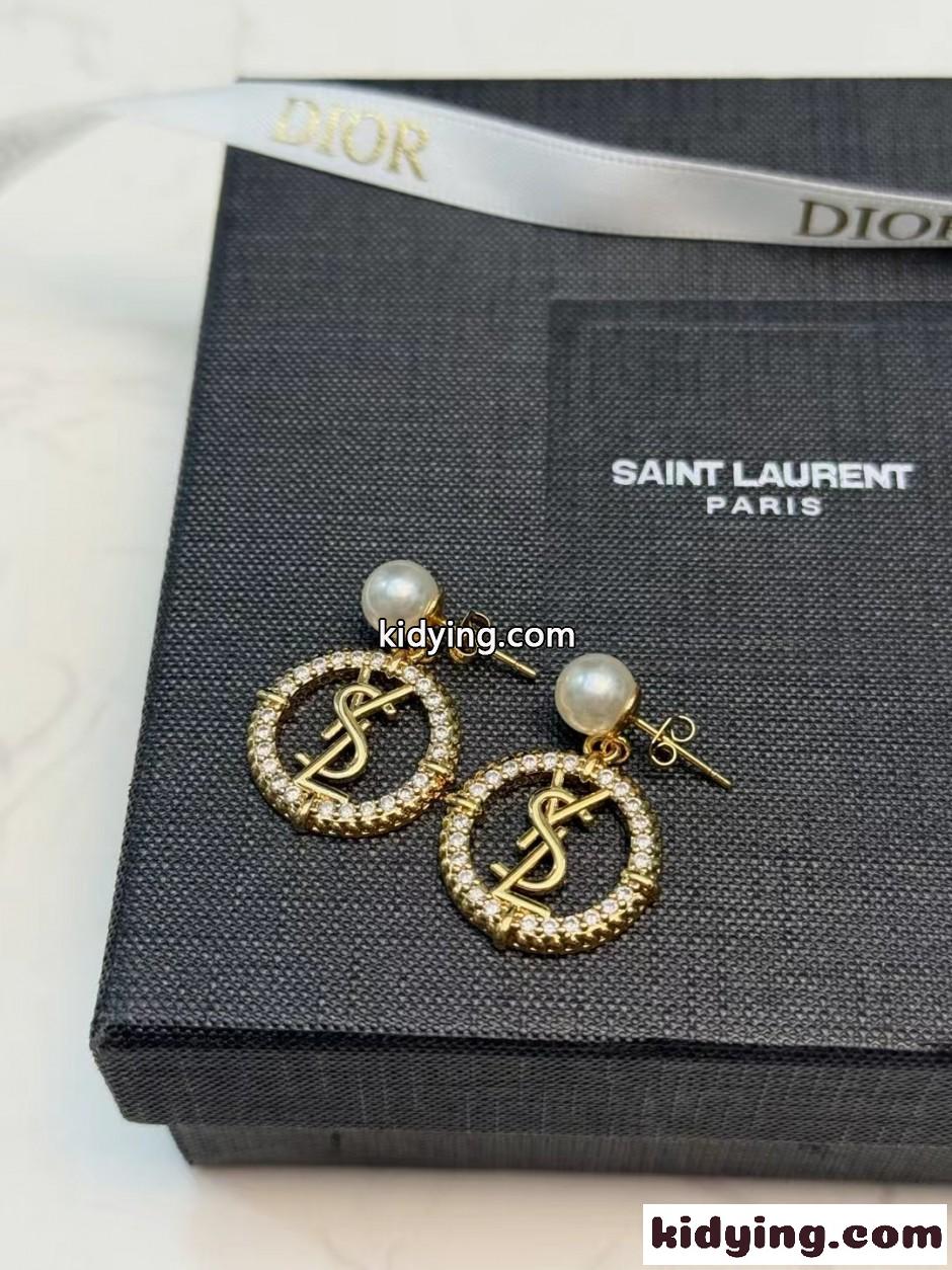 フェンミン エレガント YSL パール ピアス イヴ・サンローラン イヤリング 偽物-1