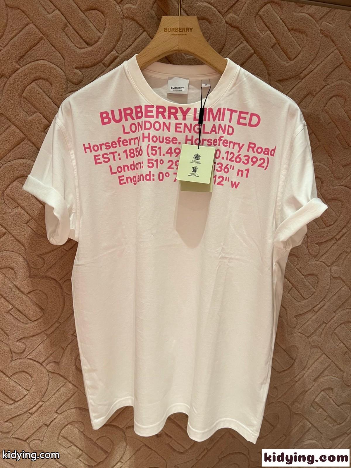 ロケーションプリント コットン クルーネック バーバリー Tシャツ コピー トップス-1