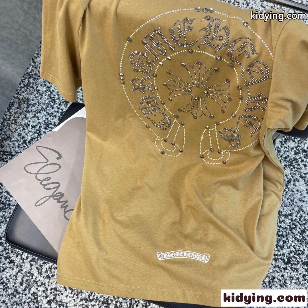 おしゃれ ロゴ クルーネック クロムハーツ 半袖Tシャツ コピー ゆったり トップス-0