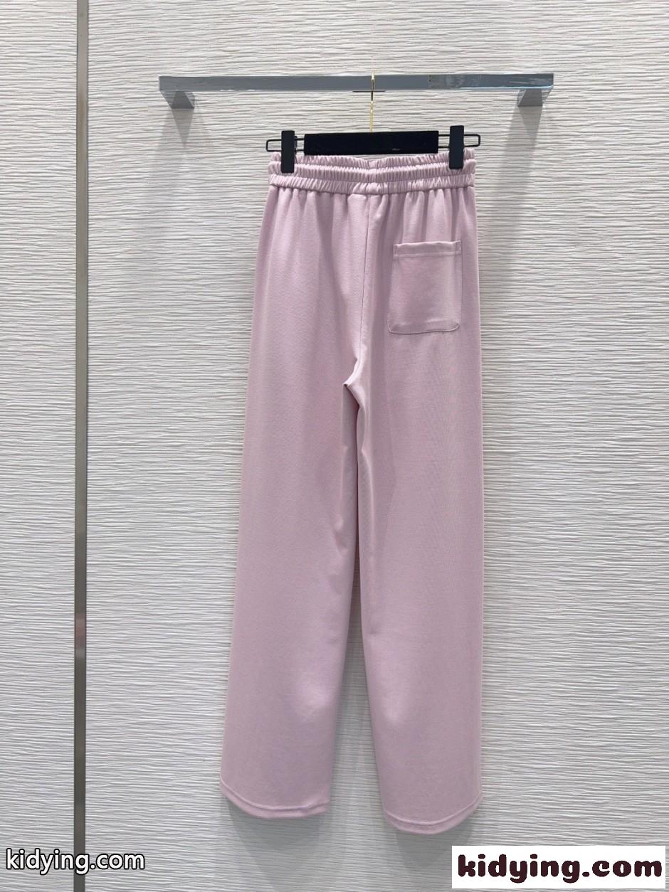 ハートロゴ刺繍 テンセルブレンド ロングパンツ シャネル パンツ コピー ピンク-5