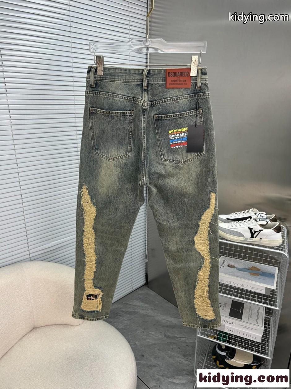スタイリッシュ ダメージ加工 デニムパンツ ディースクエアード ジーンズ 偽物-2