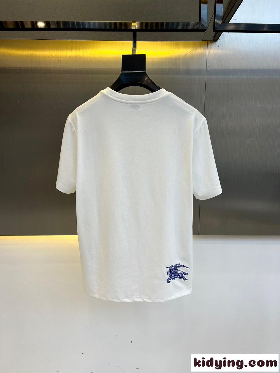 カジュアル ロゴ刺繍 クルーネック バーバリー 半袖Tシャツ コピー ホワイト-4