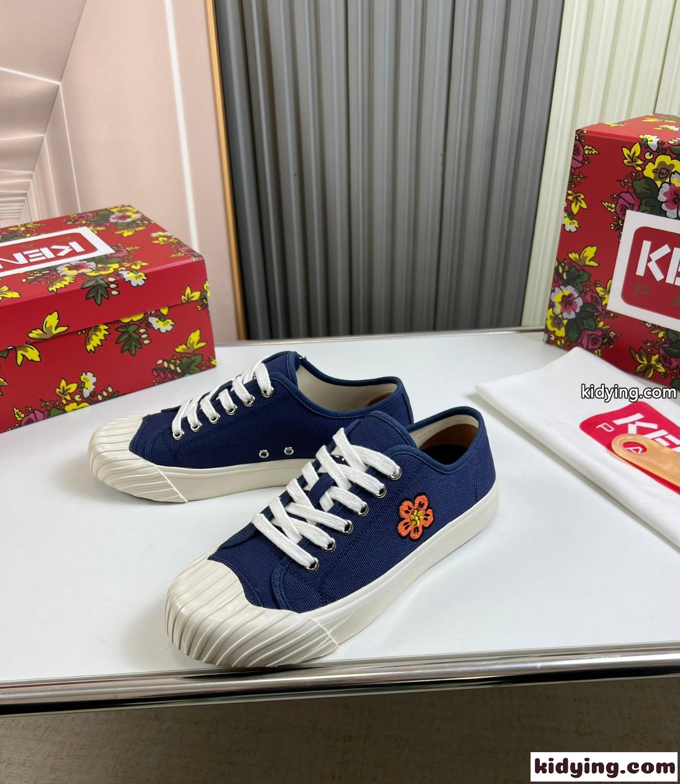 定番 KENZOSCHOOL メンズ キャンバススニーカー ケンゾー スニーカー コピー ブルー-2