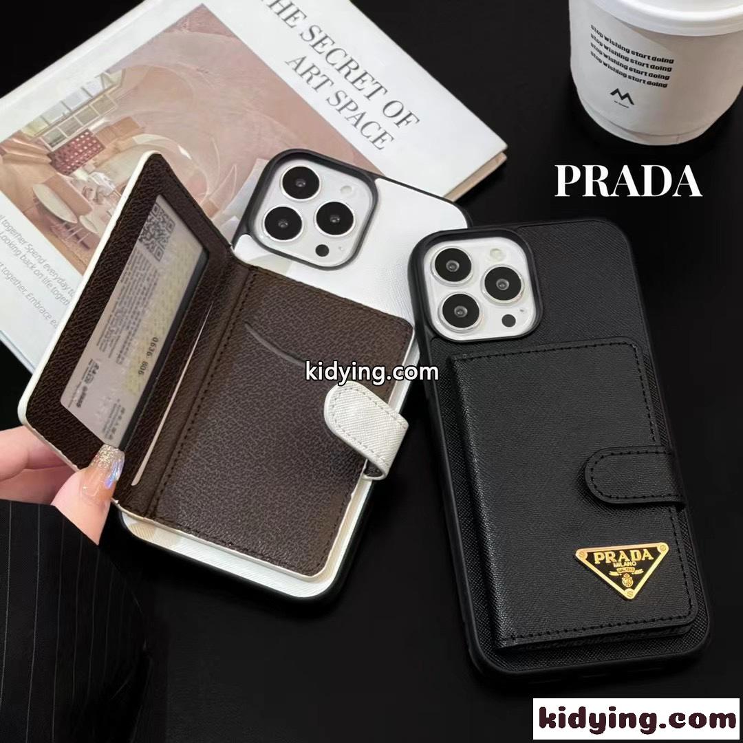 プラダ スマホケース コピー シンプル 上品 カード収納 アイフォンケース-1