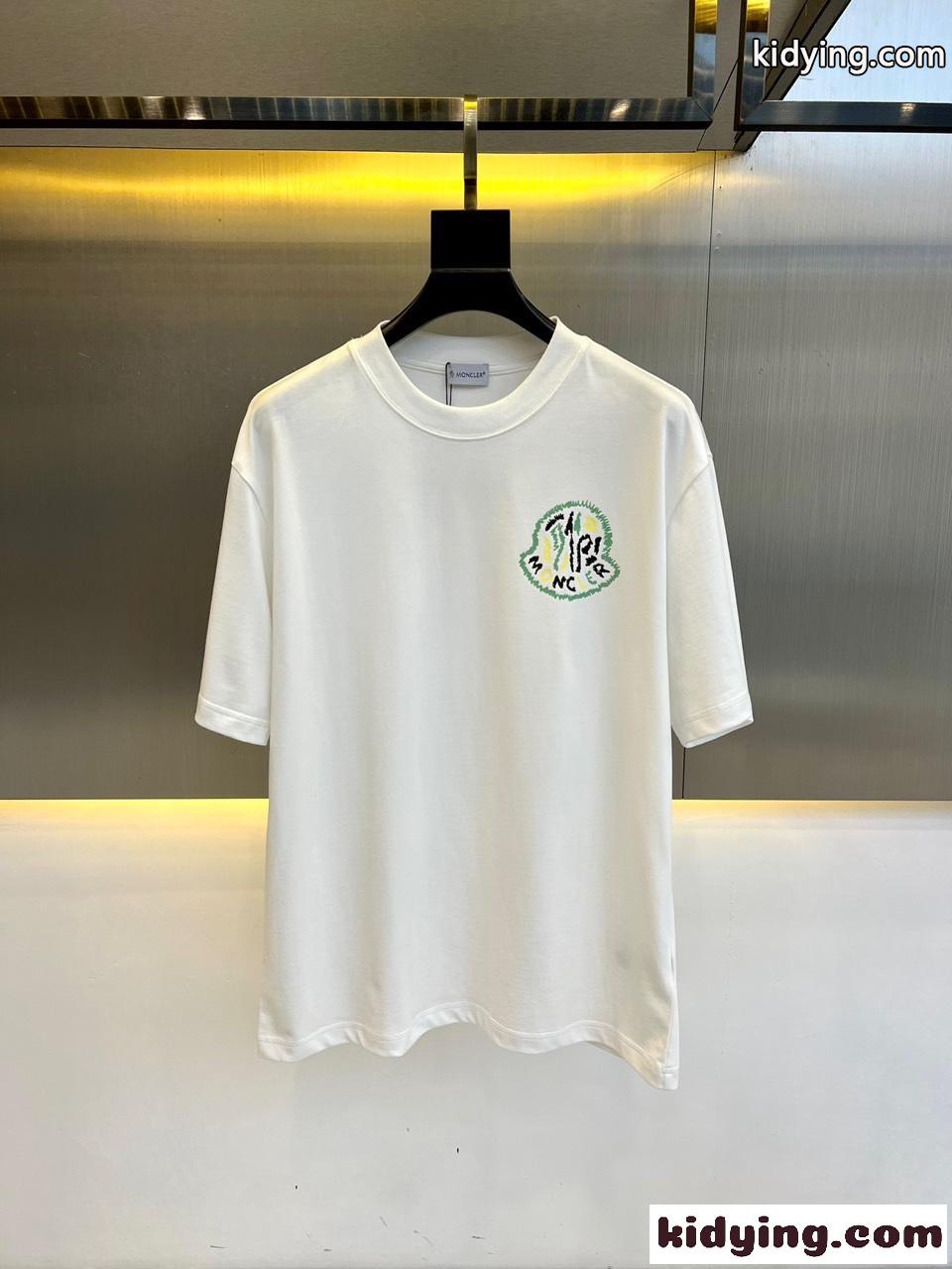 モンクレール Tシャツ コピー 定番 ロゴ クルーネック コットン 半袖Tシャツ ホワイト-1