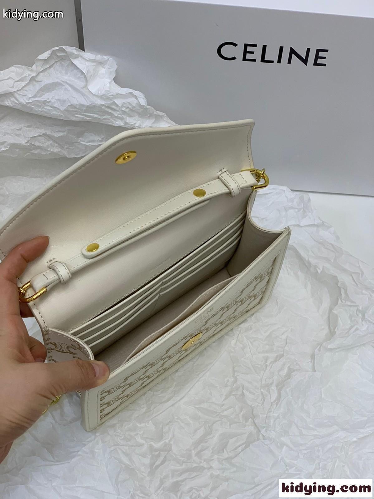 シンプル 高級感 コンパクト チェーンウォレット セリーヌ バッグ 人気 コピー 可愛い レディース カバン-4