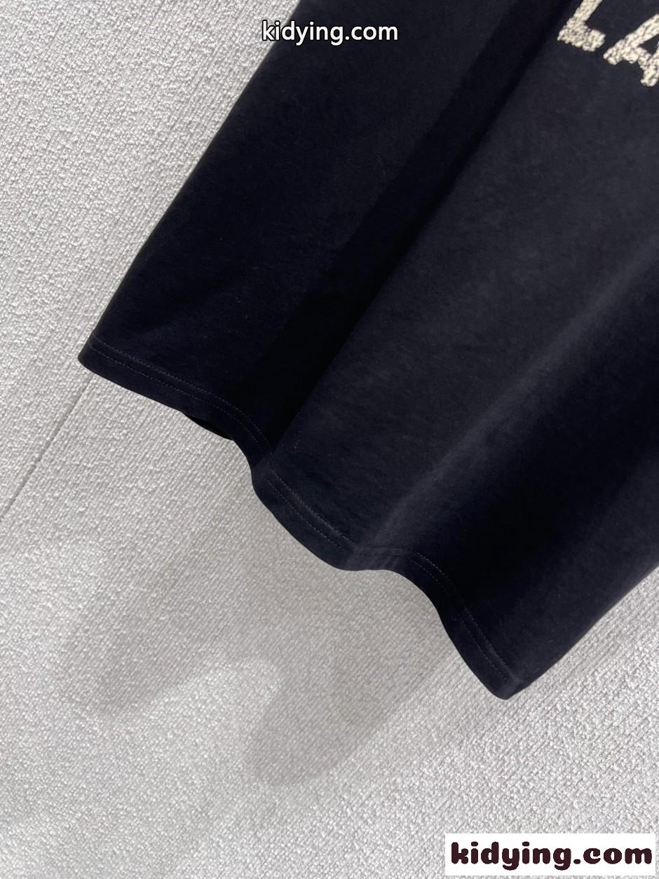 カジュアル プリント コットン 半袖Tシャツ ヴァレンティノ Tシャツ 偽物 ブラック-5