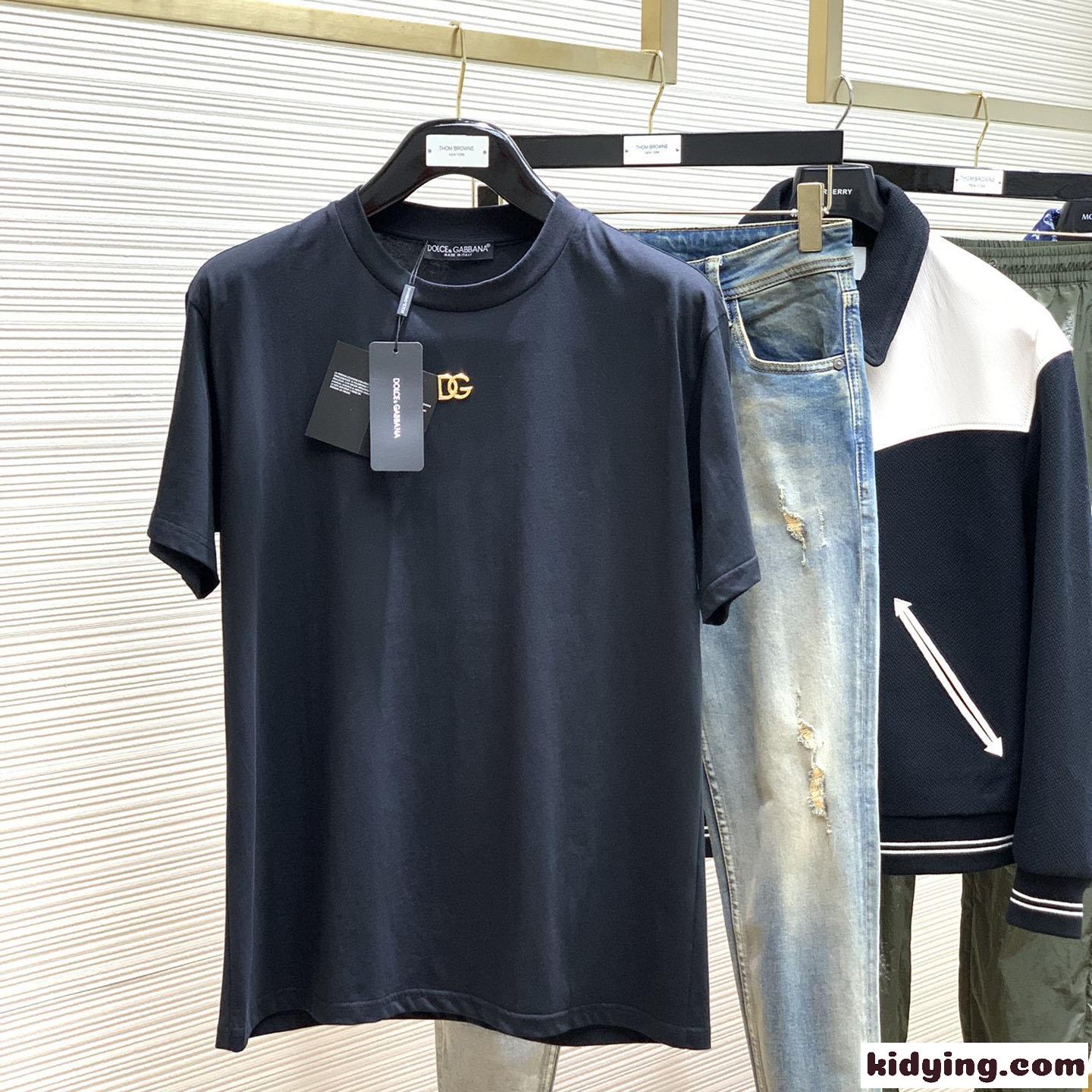 シンプル DGメタリックロゴ コットン 半袖 ドルチェ&ガッバーナ Tシャツ コピー-4