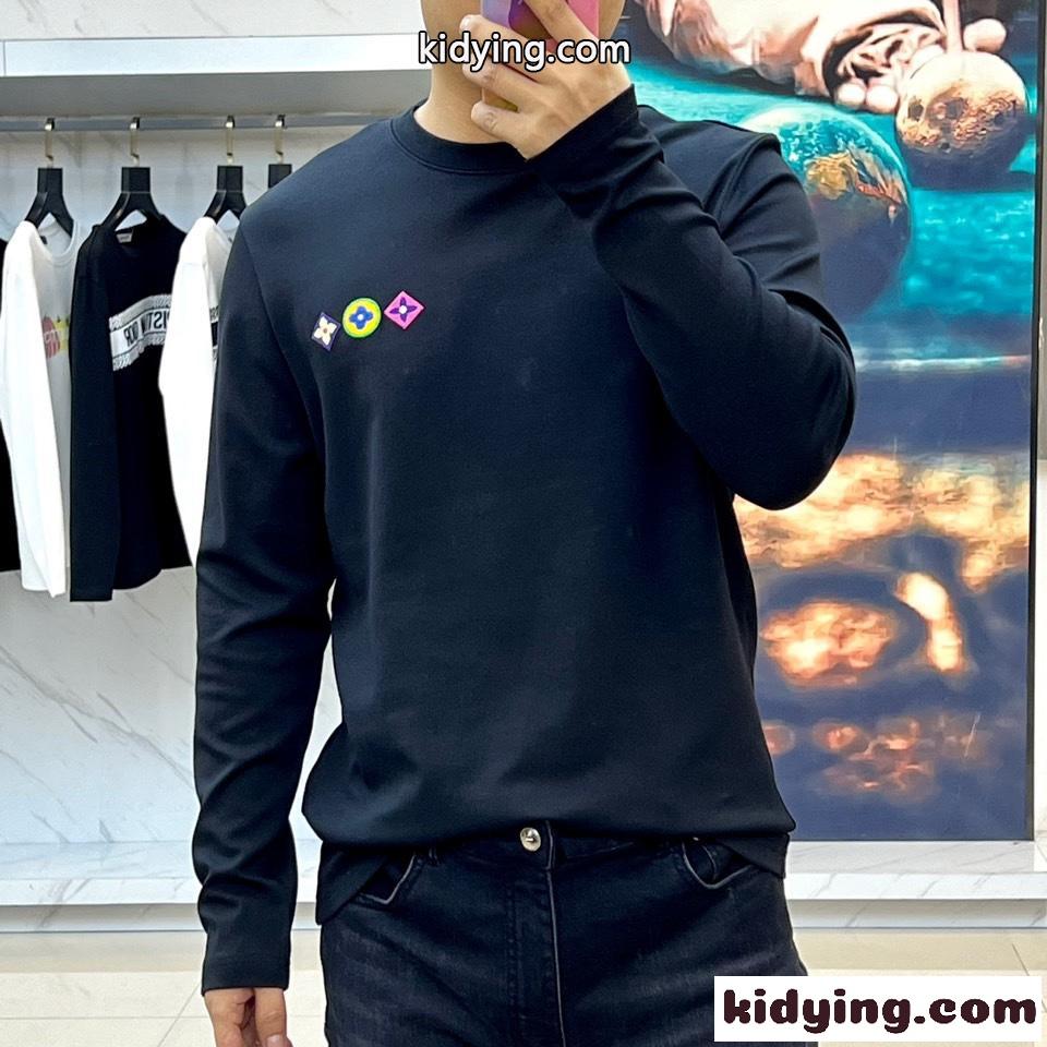 ベーシック 合わせやすい 快適 ルイヴィトン Tシャツ コピー 長袖Tシャツ ブラック-1