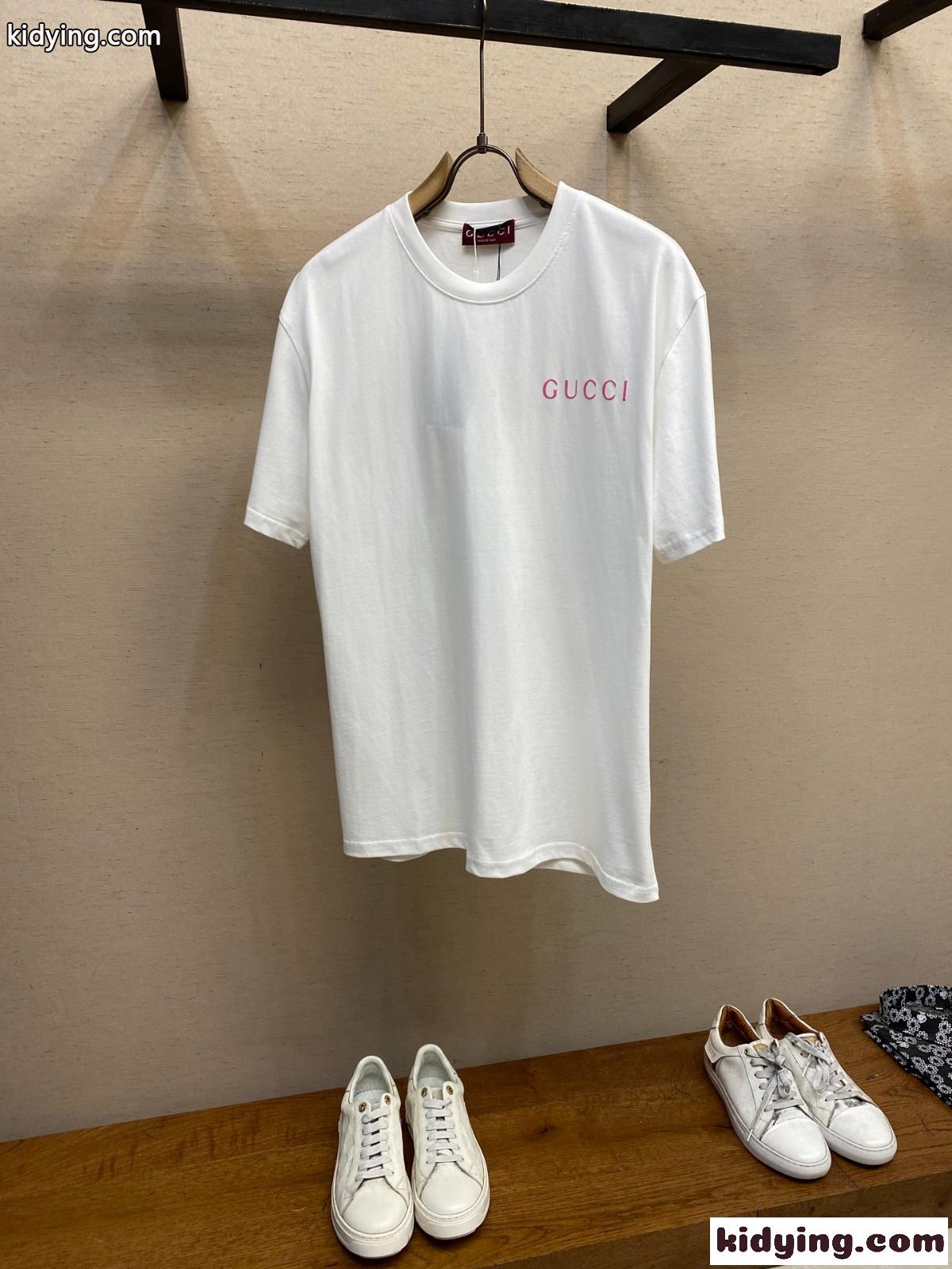 シンプル コットンジャージ 半袖Tシャツ グッチ Tシャツ コピー ホワイト-1