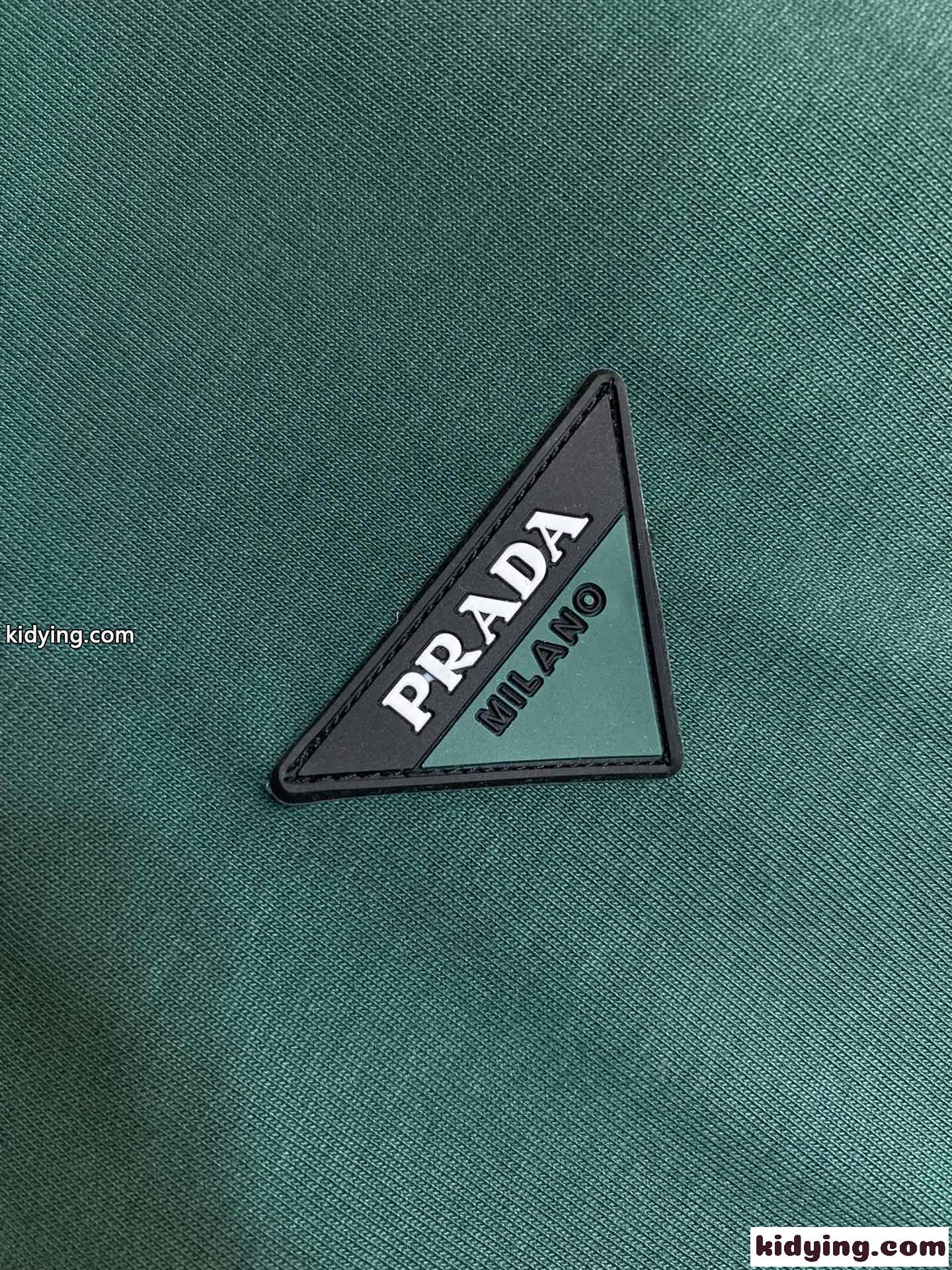 カジュアル ロゴパッチ クルーネック プラダ Tシャツ コピー グリーン-4