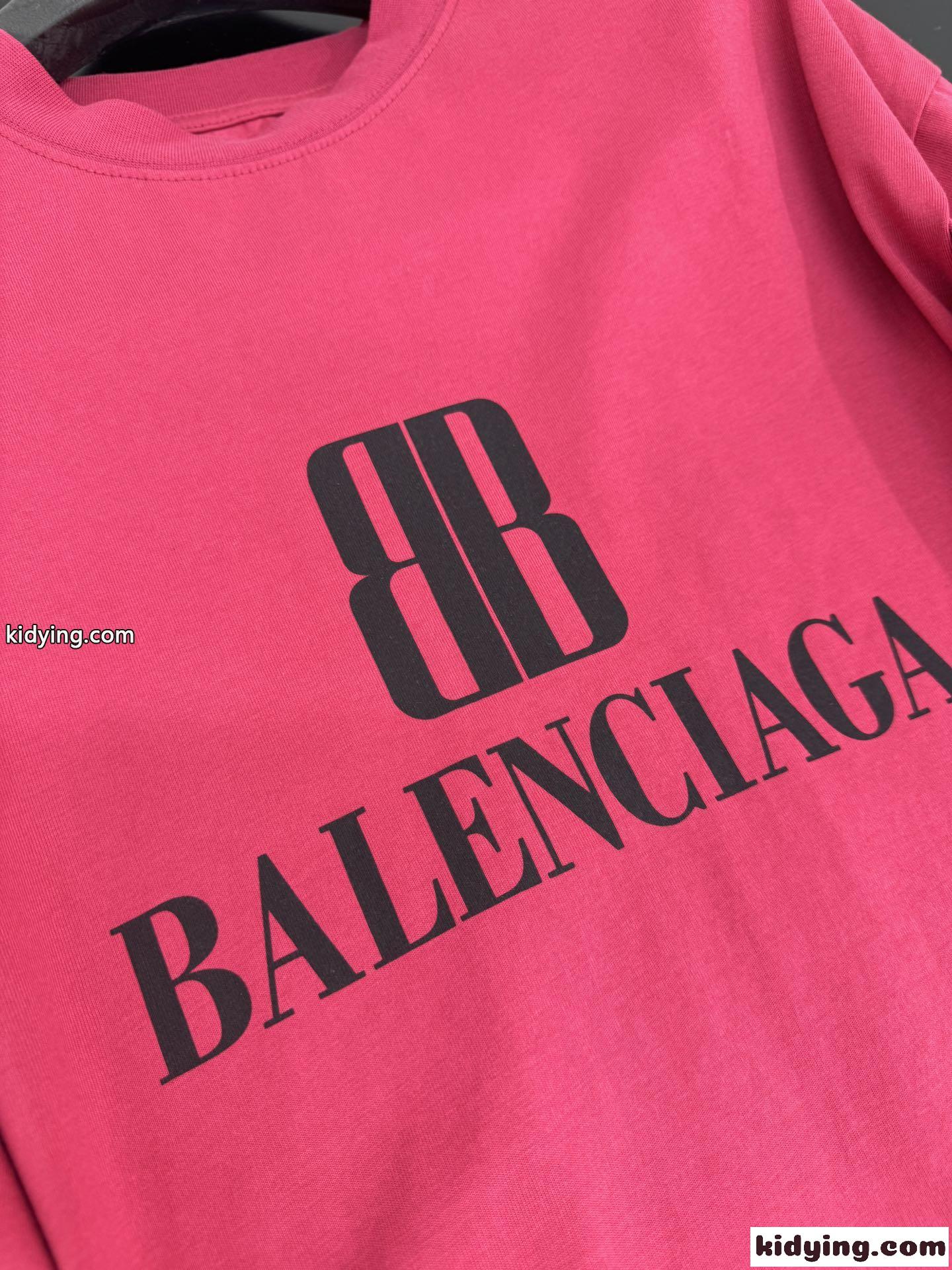 ユニセックス オーバーサイズ 半袖Tシャツ バレンシアガ Tシャツ コピー ピンク-4