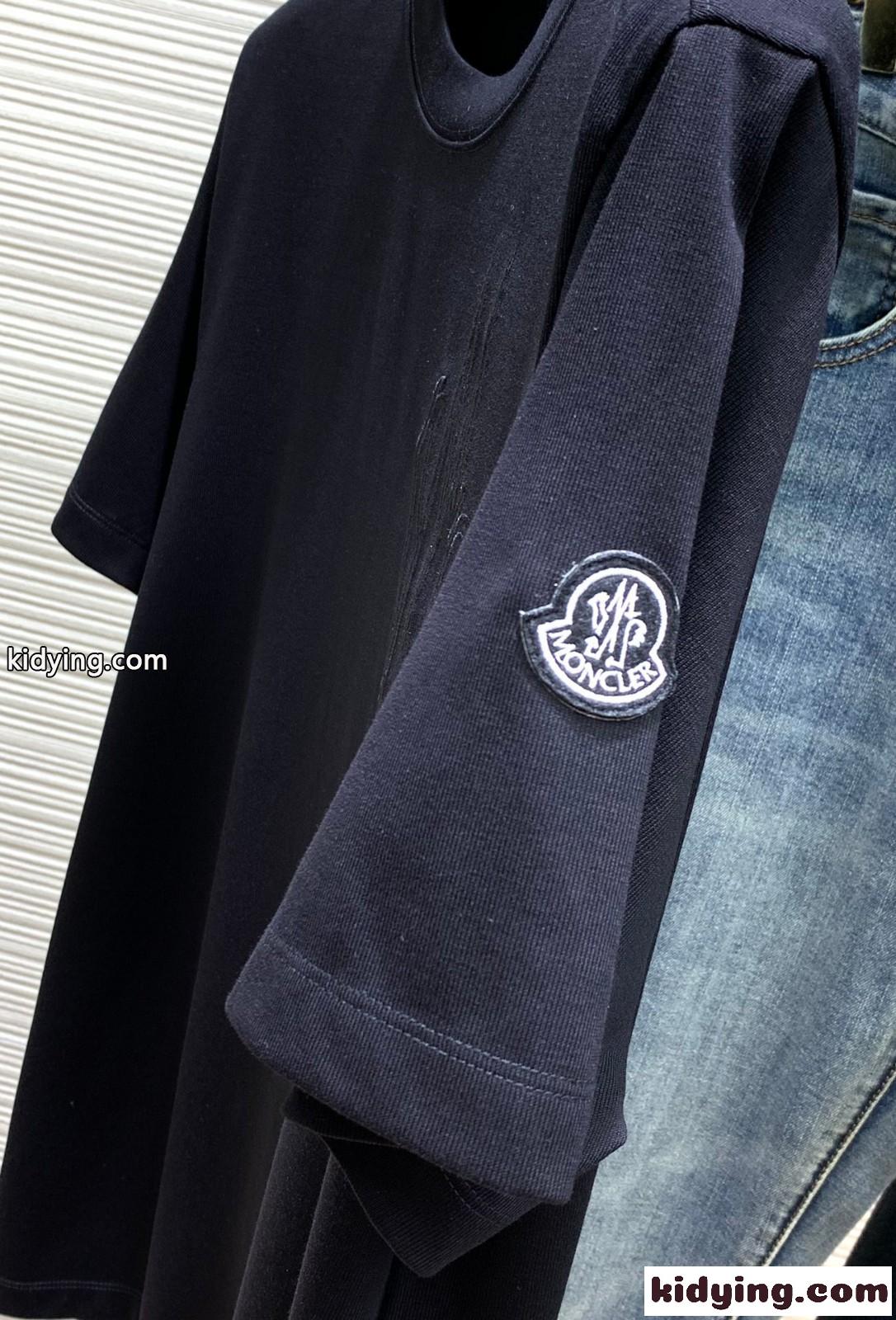 おしゃれ ロゴ 刺繍入り クルーネック モンクレール Tシャツ コピー 半袖 トップス-4