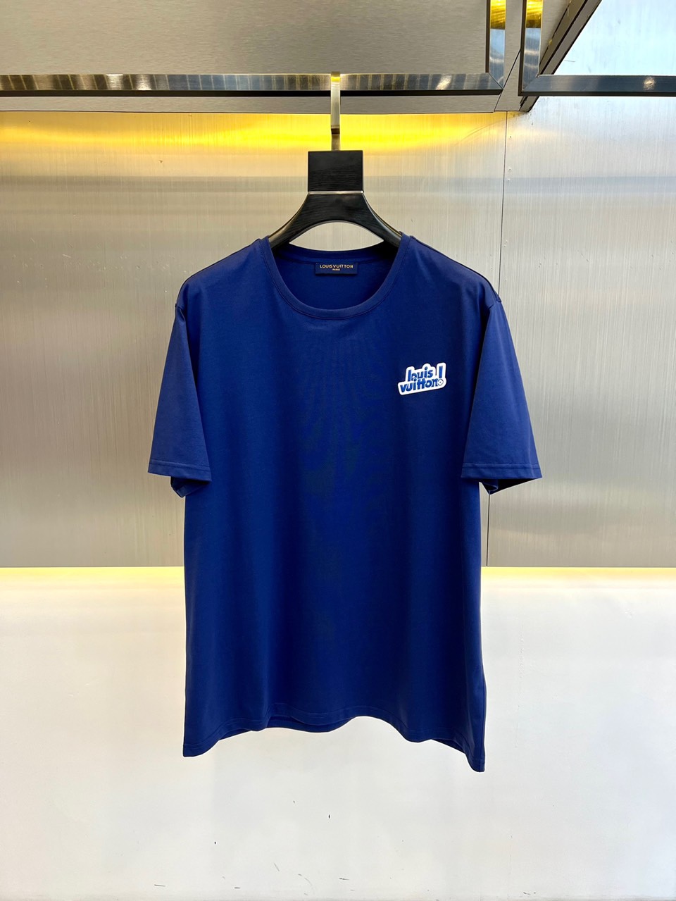 洗練された カジュアル ロゴ ルイ・ヴィトン 半袖Tシャツ コピー ブルー-0