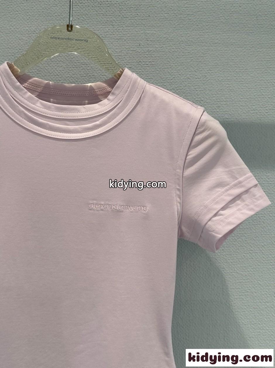 レイヤード風 半袖Tシャツ アレキサンダーワング Tシャツ コピー ピンク-1
