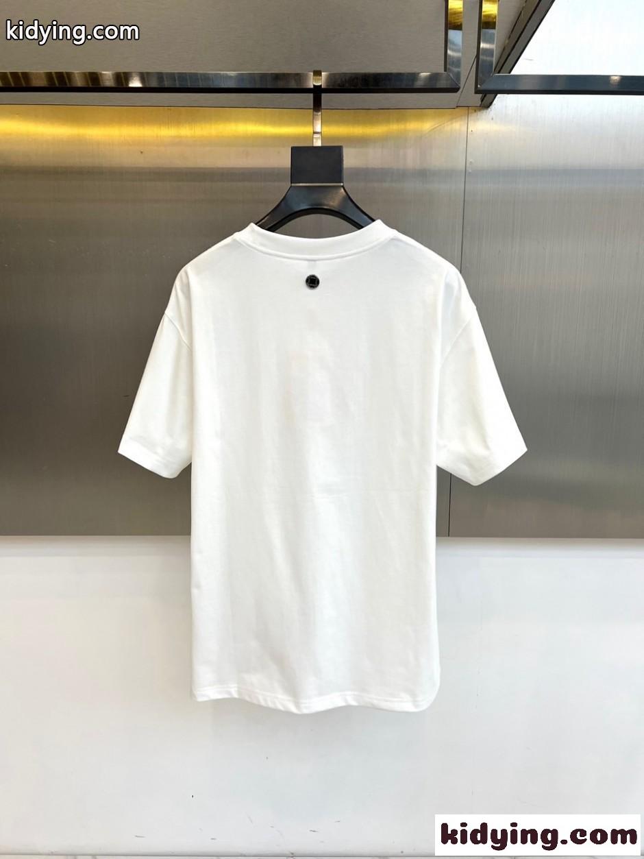 お洒落 カジュアル コットン 半袖Tシャツ エルメス Tシャツ 偽物 ホワイト-4