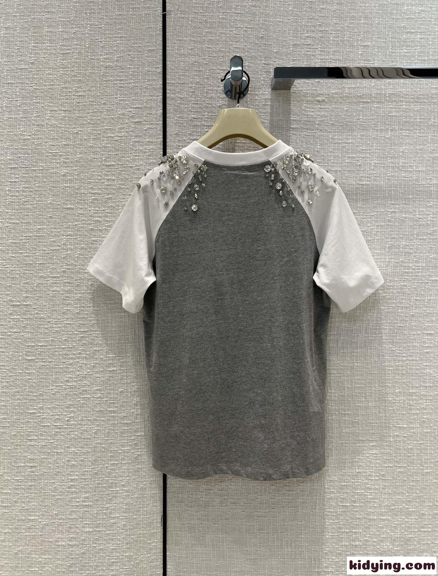 おしゃれ ロゴ ミュウミュウ Tシャツ コピー クルーネック バイカラー 切り替え 半袖-4