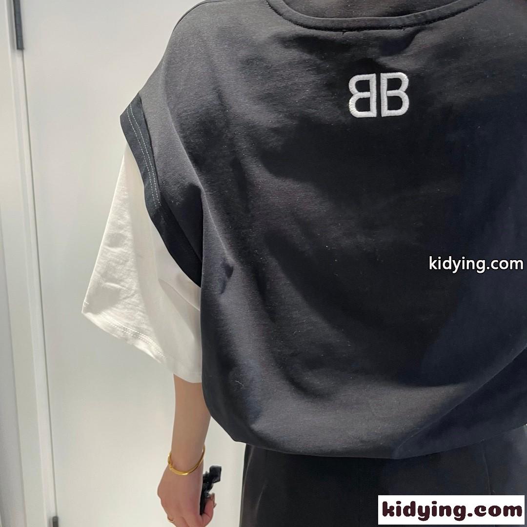 重ね着風 切り替え おしゃれ ゆったり バレンシアガ 半袖tシャツ コピー レディース メンズ クルーネック トップス-5