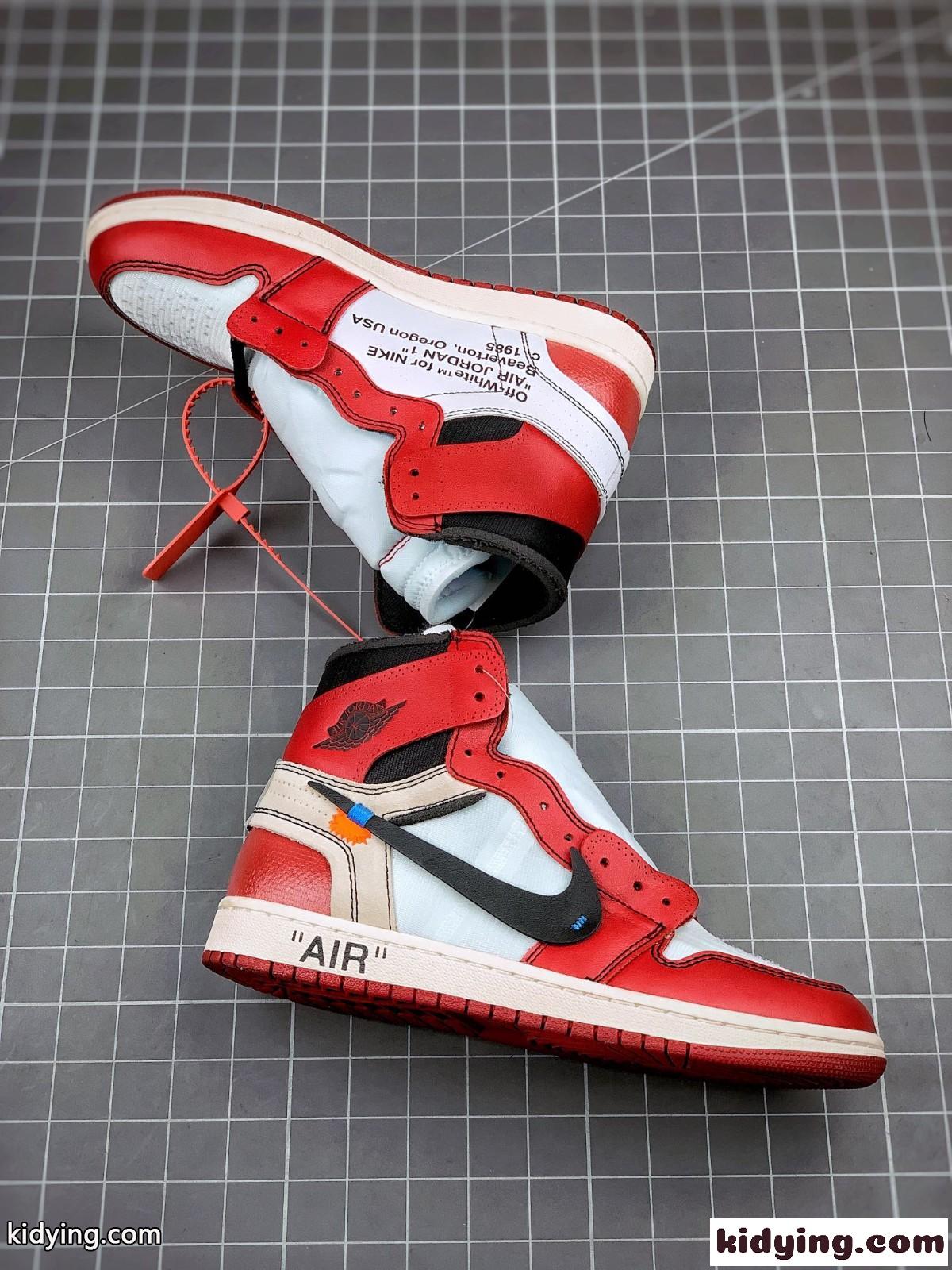 OFF-WHITE X AJ1 レッド ハイカット コンフォート オフホワイト スニーカー コピー メンズ カジュアル 高品質-4