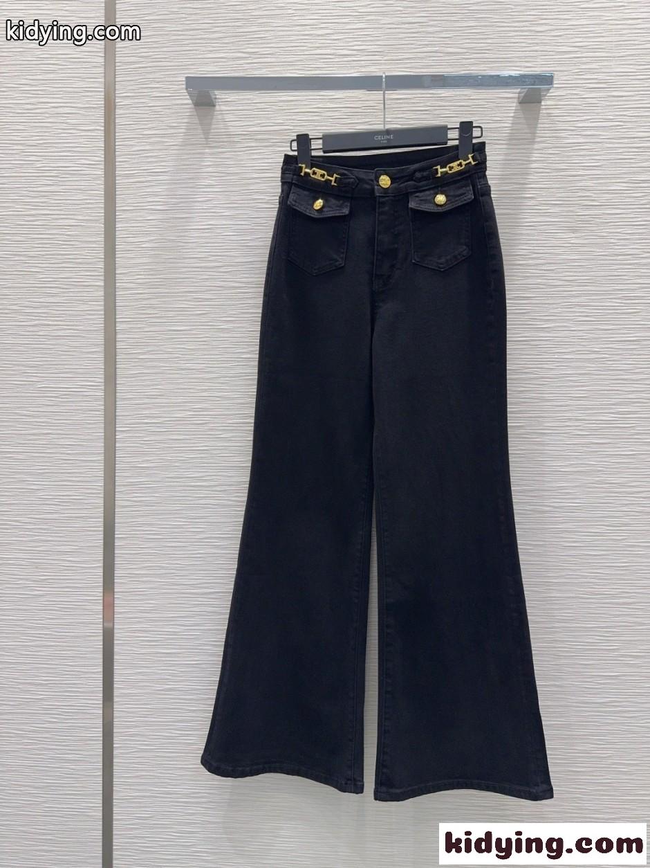 フェンミン エレガント フレアデニムパンツ セリーヌ ジーンズ 偽物 ブラック-2