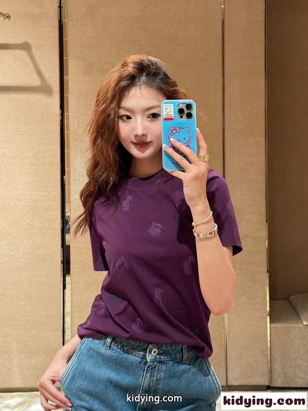 EKD コットンTシャツ バーバリー Tシャツ コピー 半袖 トップス パープル-4
