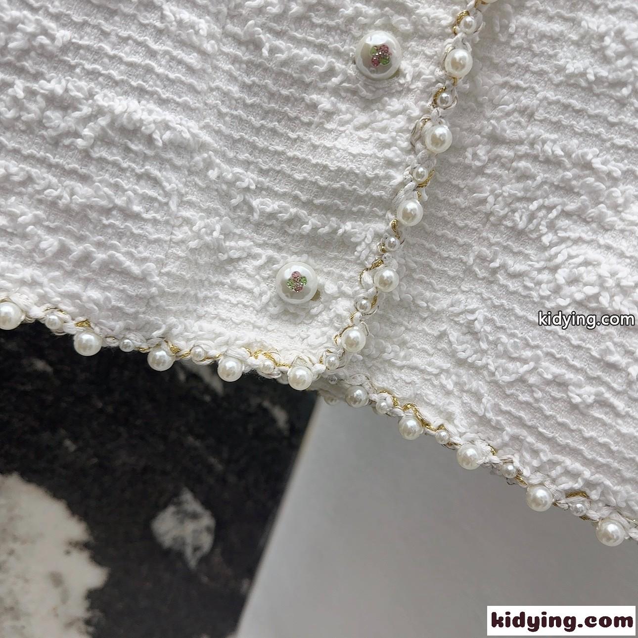上品 エレガント ツイードジャケット シャネル ジャケット コピー ホワイト-0