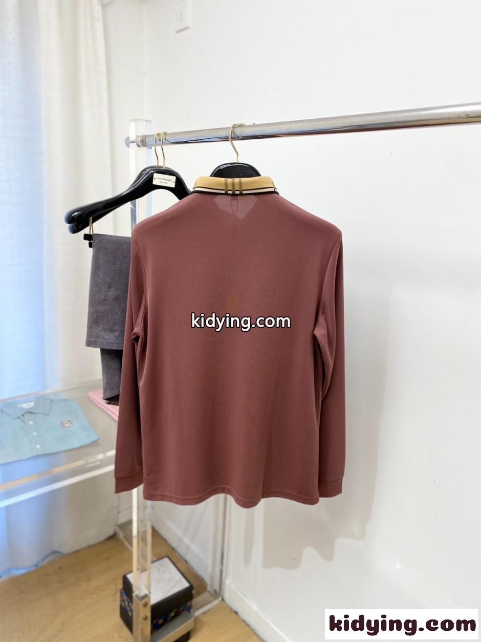 定番 カジュアル バーバリー Tシャツ 偽物 チェックカラー 長袖ポロシャツ-3