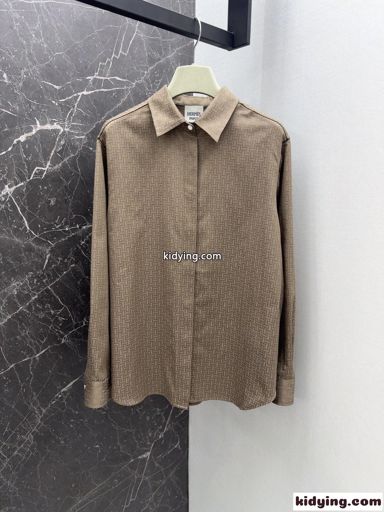 エルメス シャツ コピー シンプル 上品 モザイク オーバーサイズシャツ-2