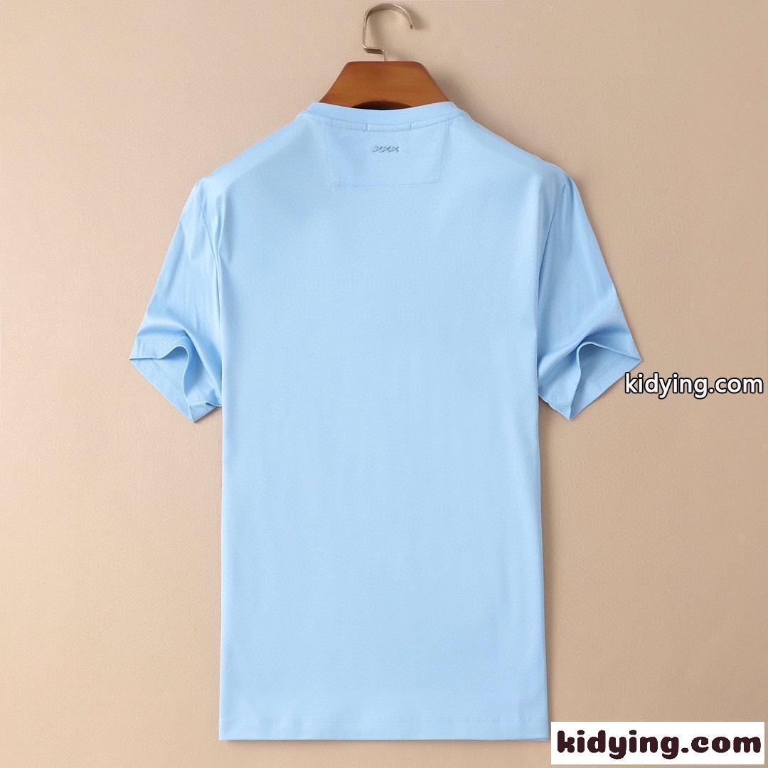 高品質 着心地抜群 柔らかい クルーネック 無地 エルメネジルド・ゼニア 半袖tシャツ コピー 春夏 定番 トップス-1
