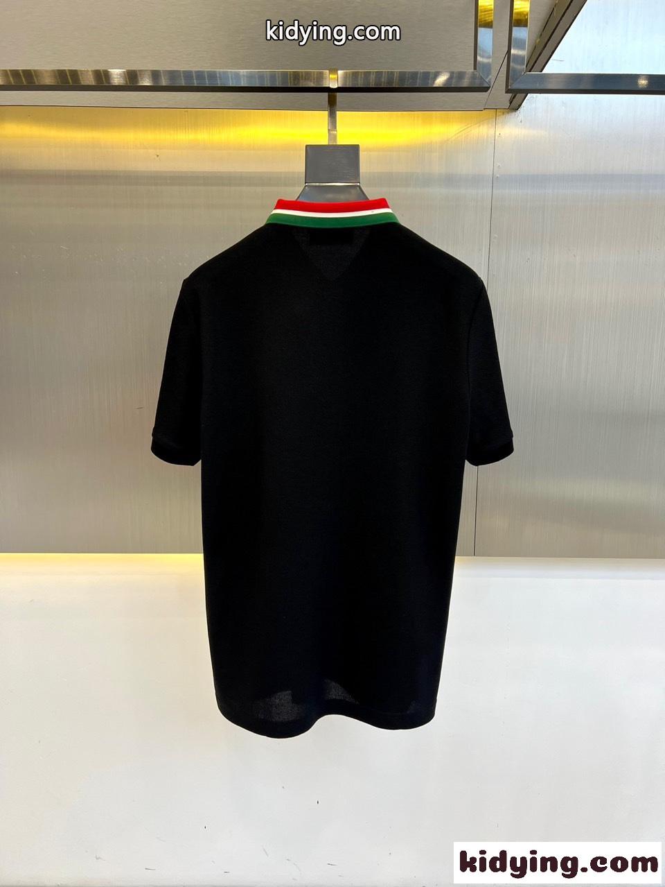 カジュアル 上品 半袖 ポロシャツ グッチ Tシャツ 偽物 コットンピケ ブラック-3