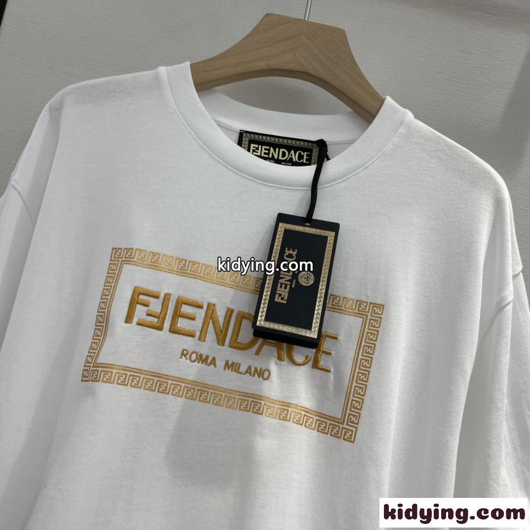 FENDI×Versace 新作 大人気 コラボ フェンディ 半袖tシャツ コピー ロゴ コットン トップス-2