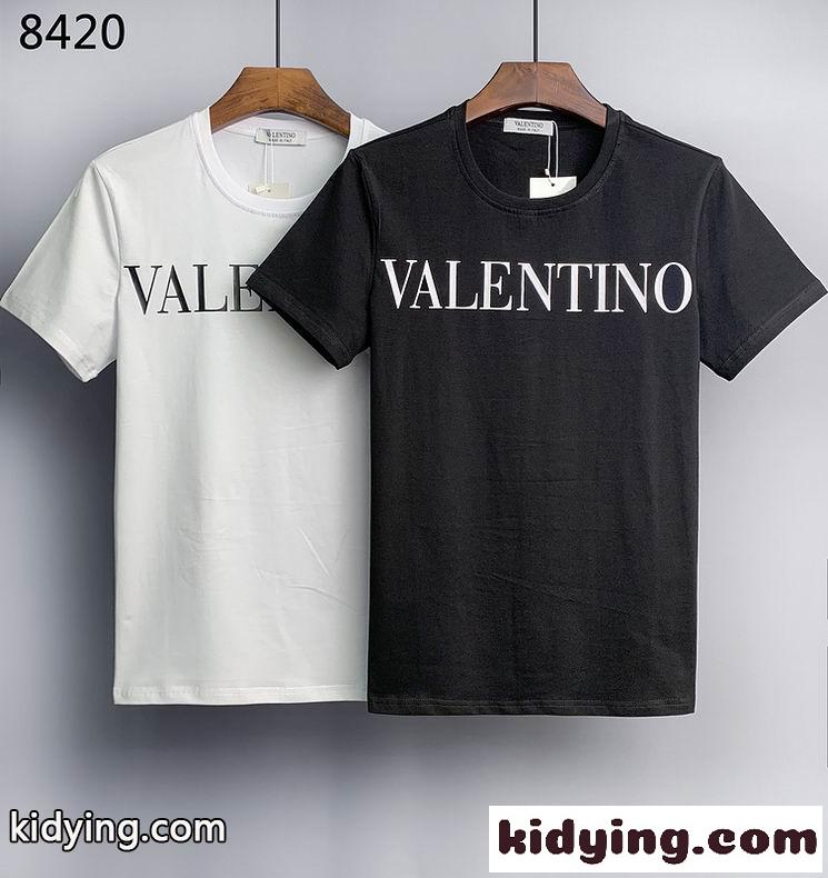 定番 人気 ロゴ プリント クルーネック 快適 半袖 トップス ヴァレンティノ Tシャツ コピー 春夏 おしゃれ ホワイト ブラック-0