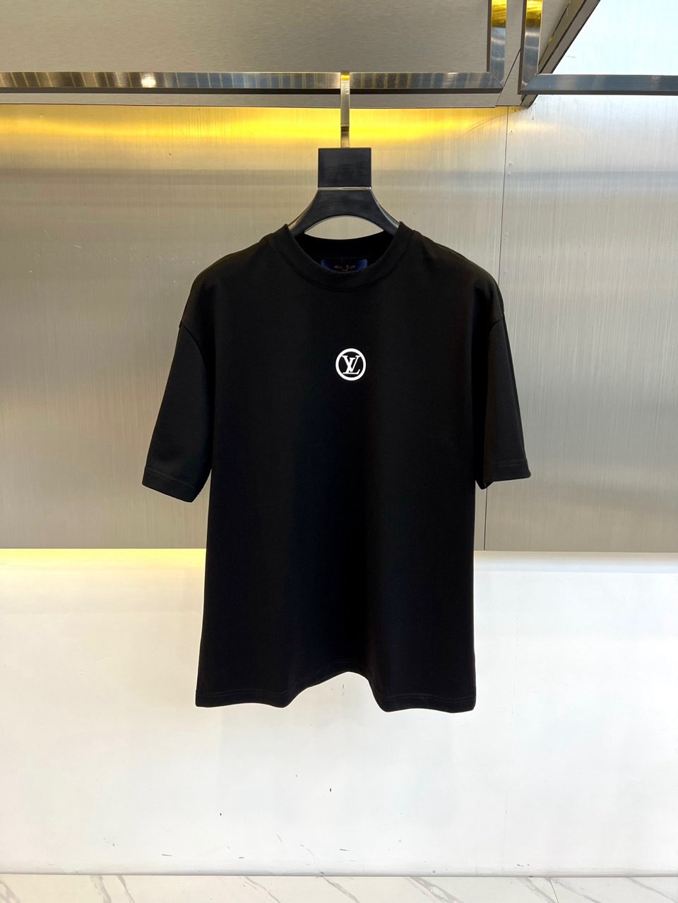 カジュアル ロゴ コットン 半袖Tシャツ ルイ・ヴィトン Tシャツ コピー ブラック-0