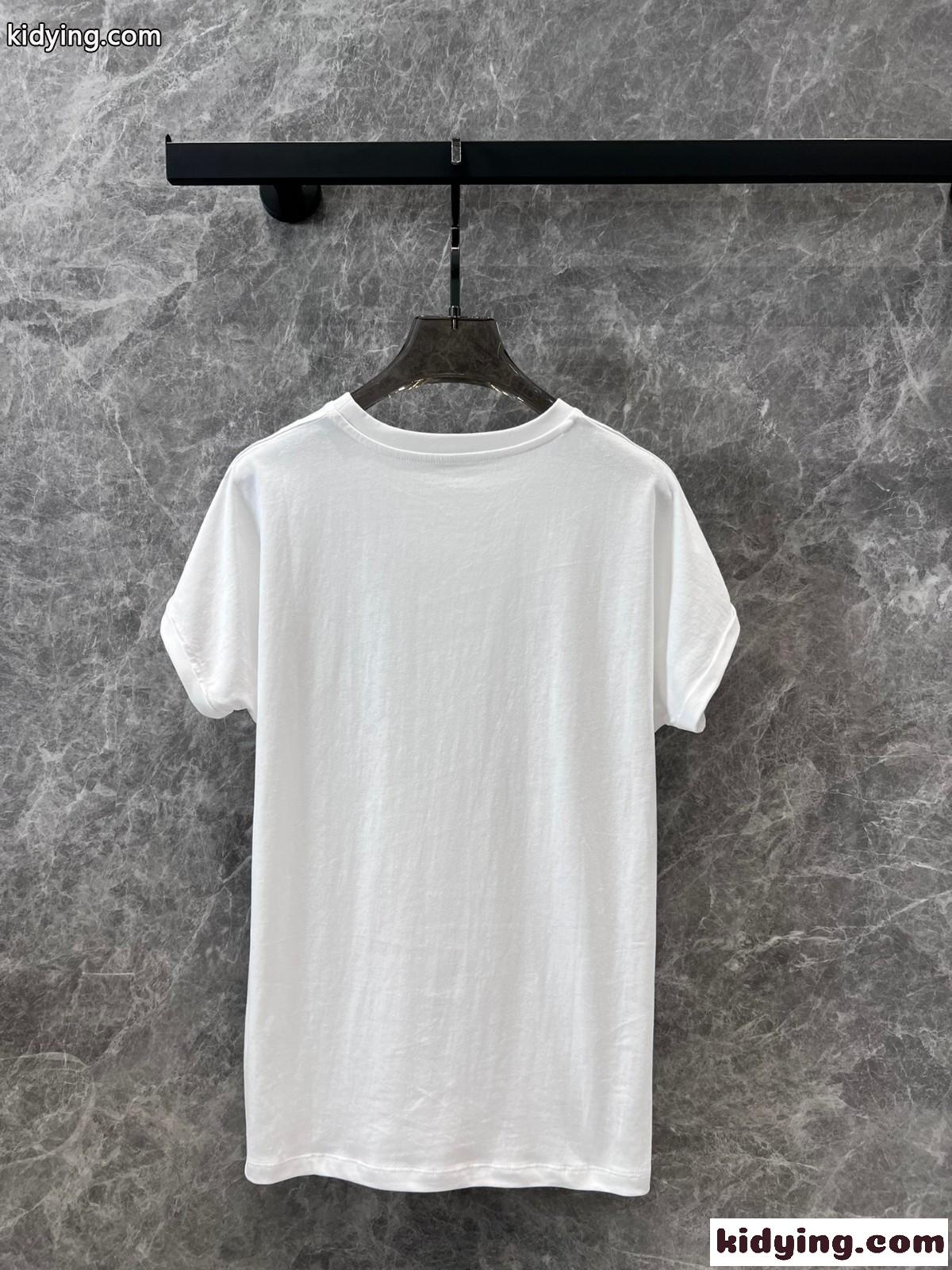Balmain シグネチャー ペイズリー Tシャツ バルマン 半袖Tシャツ コピー レディース ホワイト-0