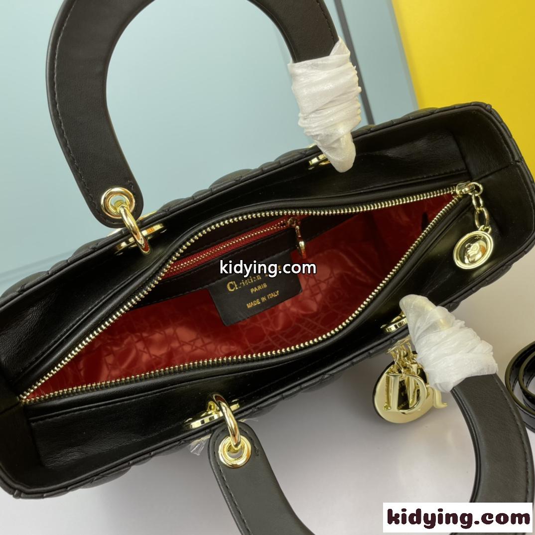 クリスチャン・ディオール スーパーコピー ラムスキン LADY DIOR ラージバッグ ブラック-4
